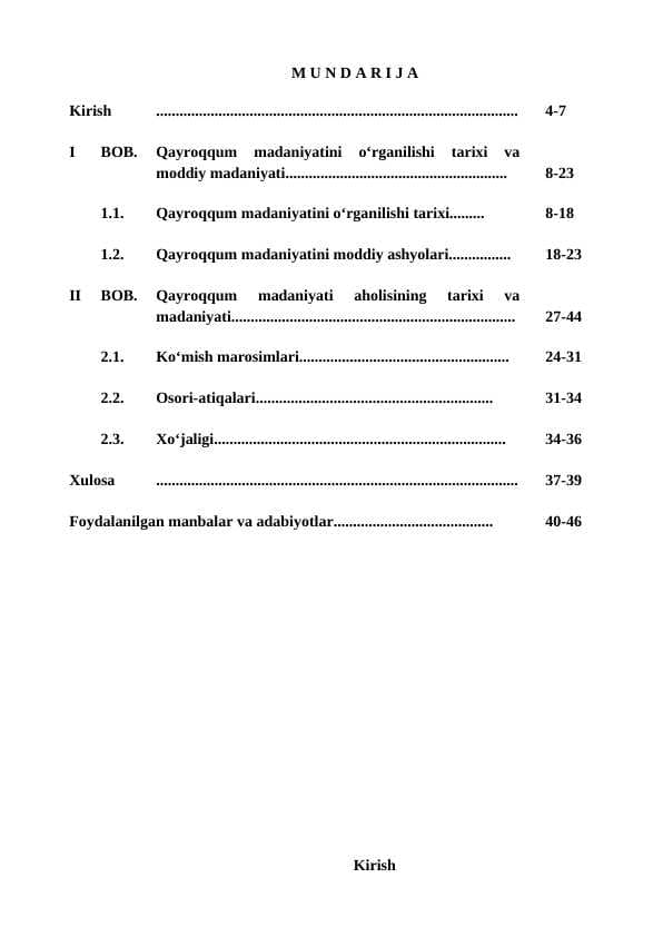 Qayroqqum madaniyati kurs ishi