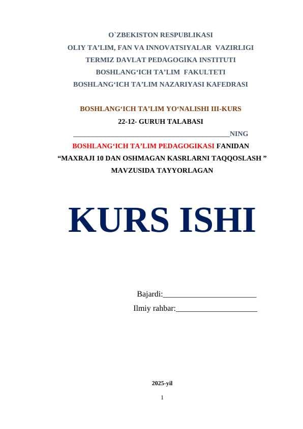 MAXRAJI 10 DAN OSHMAGAN KASRLARNI TAQQOSLASH.