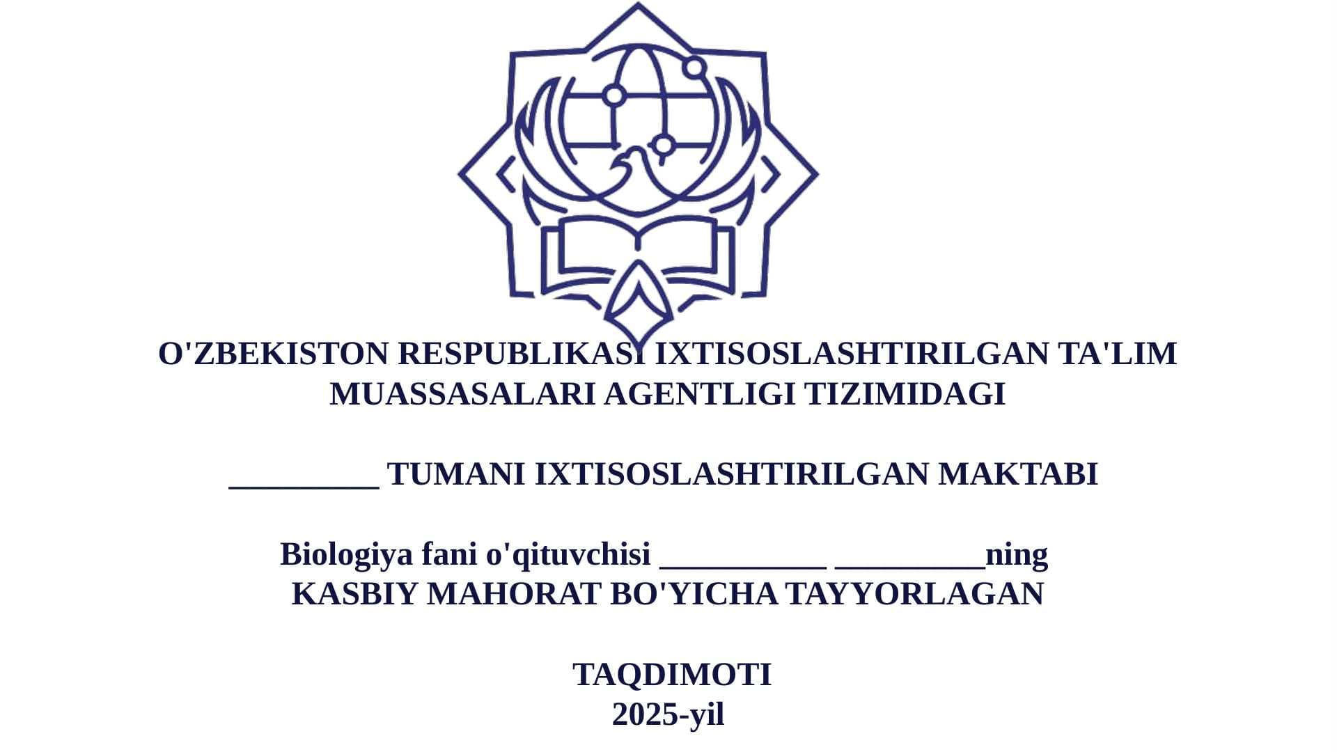 KASBIY MAHORAT BO'YICHA TAYYORLAGAN   TAQDIMOTI