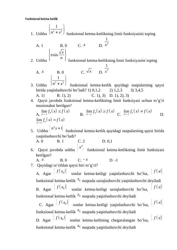 Matematik analiz yakuniy