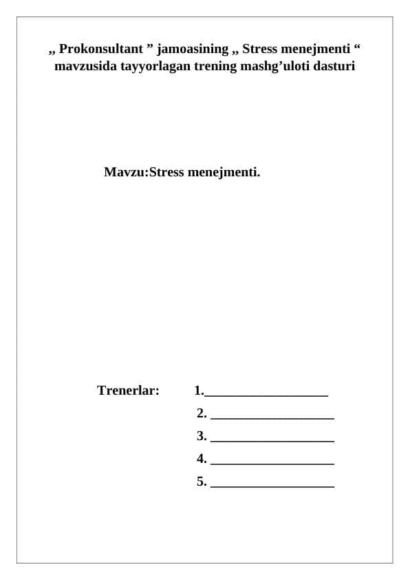 Stress menejmenti