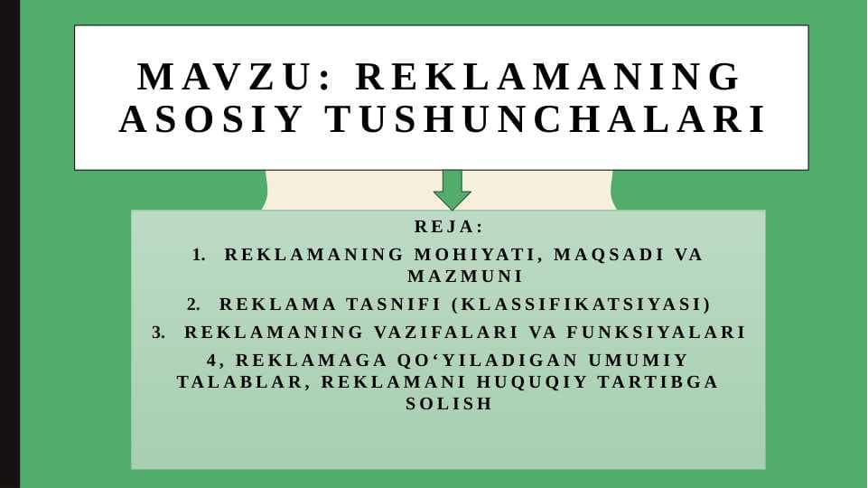 Reklamaning asosiy tushunchalari