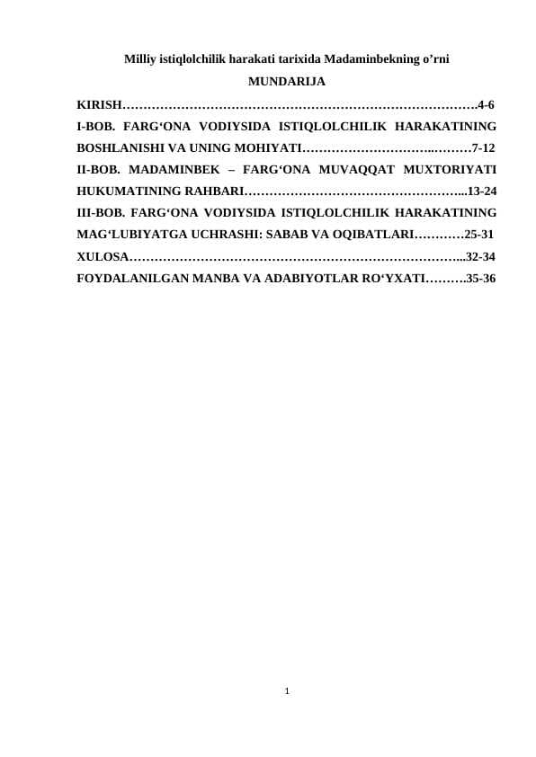 Milliy istiqlolchilik harakati tarixida Madaminbekning o’rni