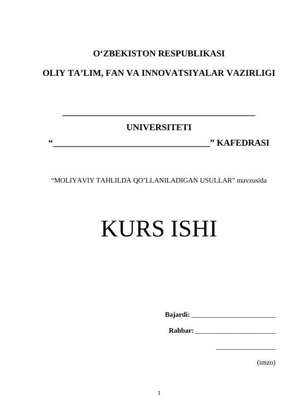 Moliyaviy tahlilda qo’llaniladigan usullar