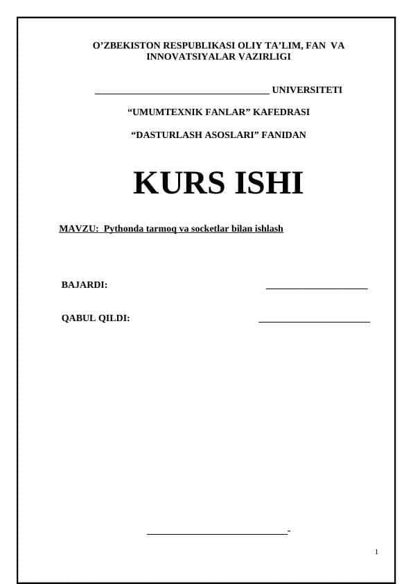 Pythonda tarmoq va socketlar bilan ishlash