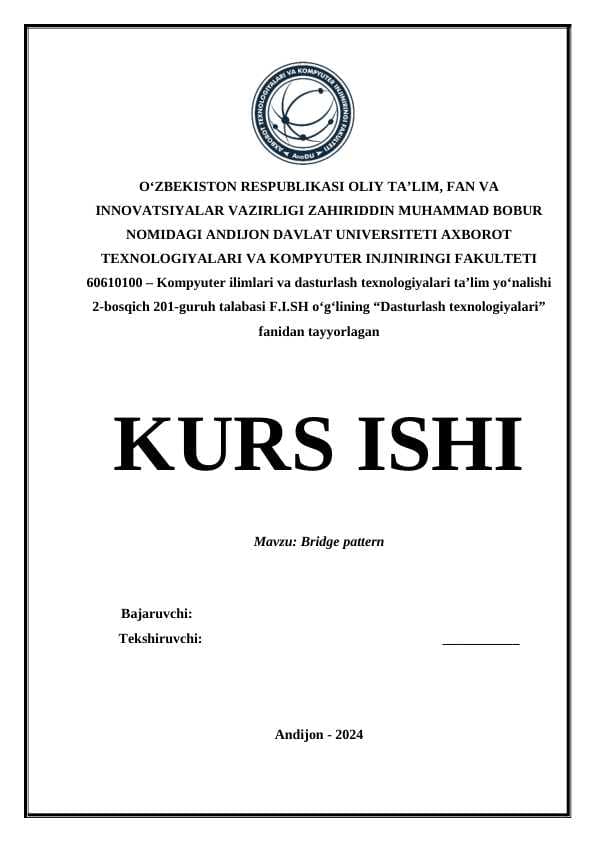 Bridge pattern, "kurs ishi"
