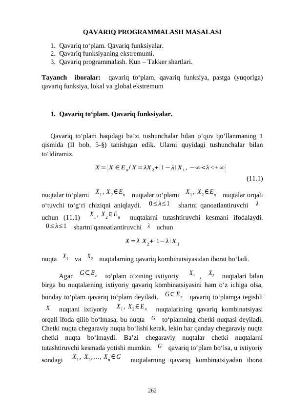 QAVARIQ PROGRAMMALASH MASALASI