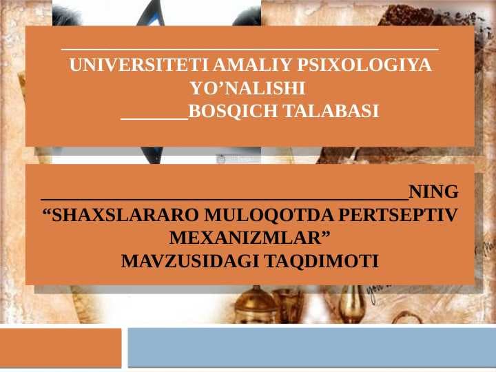 SHAXSLARARO MULOQOTDA PERTSEPTIV MEXANIZMLAR