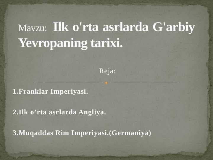 Ilk o'rta asrlarda G'arbiy Yevropaning tarixi