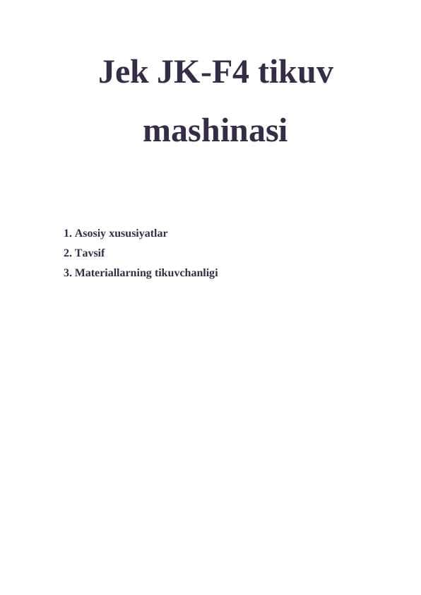 Jek JK-F4 tikuv mashinasi