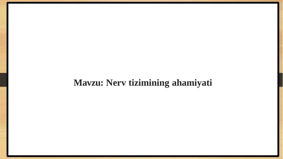 Nerv tizimining ahamiyati