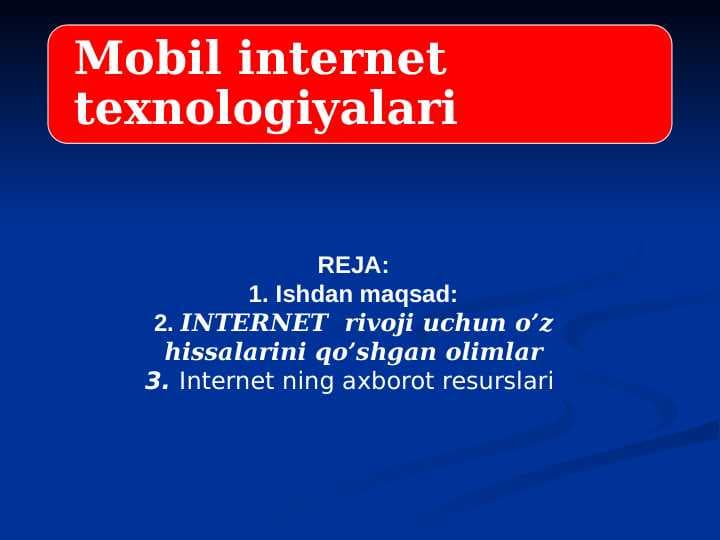 Mobil internet texnologiyalari