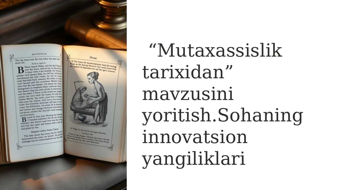 “Mutaxassislik tarixidan” mavzusini yoritish.Sohaning innovatsion yangiliklari-1