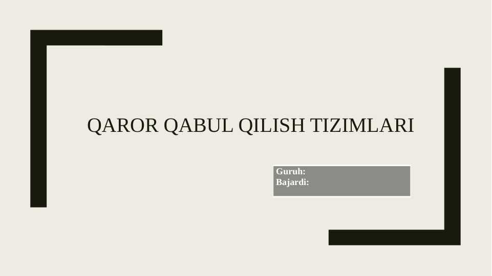 Qaror qabul qilish tizimlari