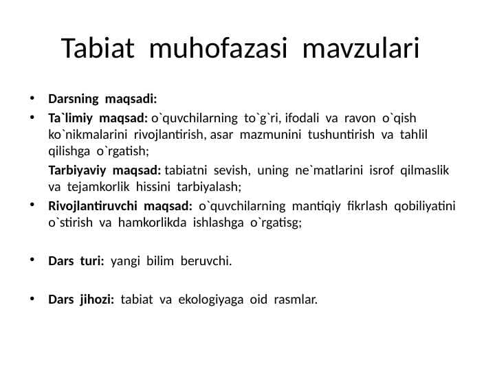 Tabiat  muhofazasi  mavzulari
