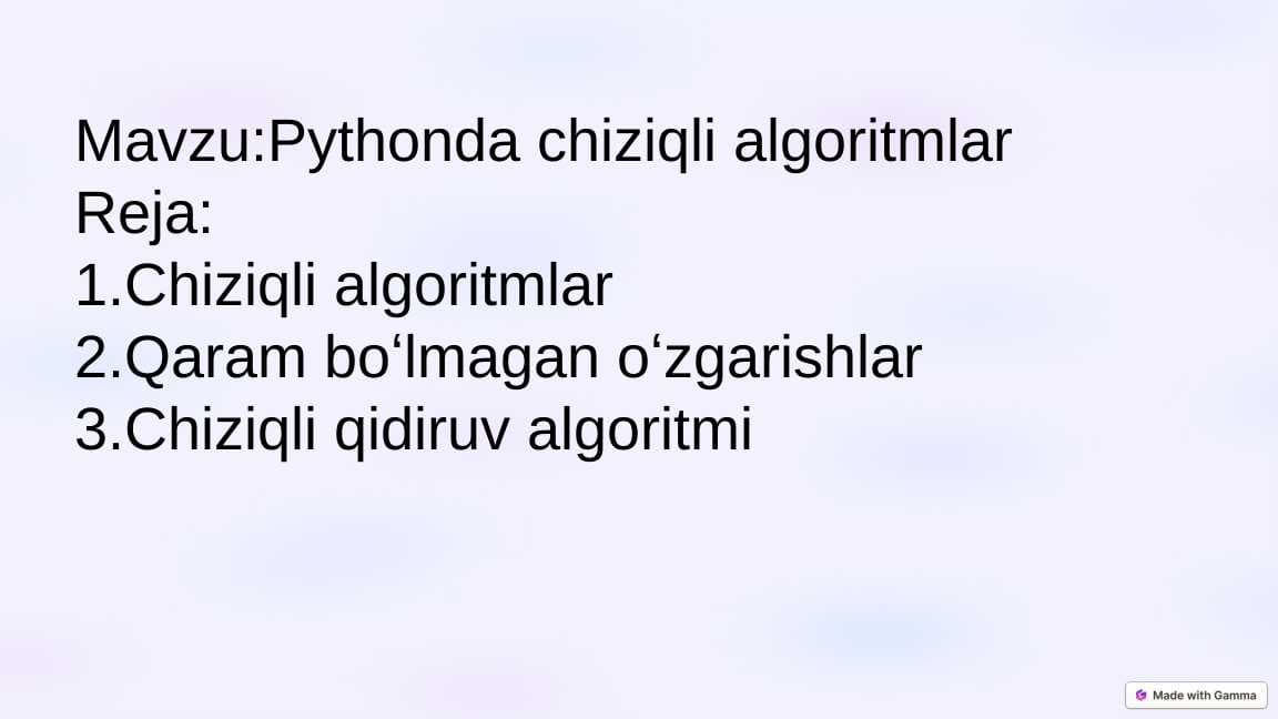 Pythonda chiziqli algoritmlar