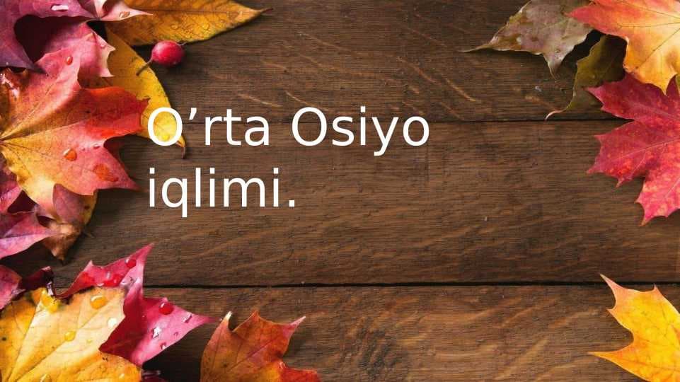 O’rta Osiyo iqlimi