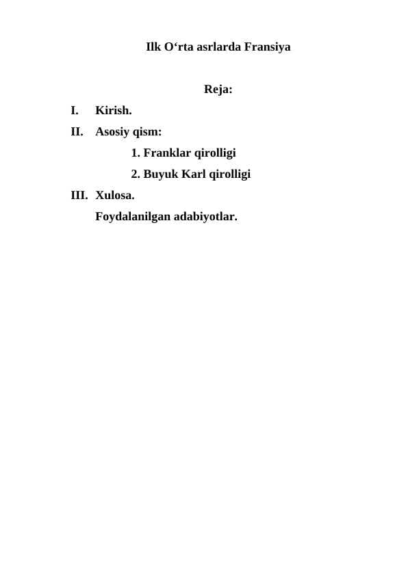 Ilk O‘rta asrlarda Fransiya
