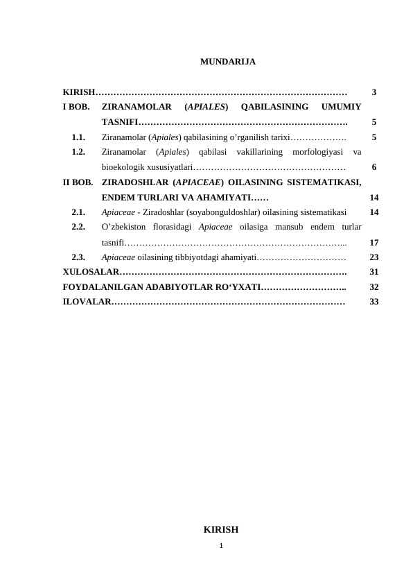 Ziranamolar (Apiales) qabilasi