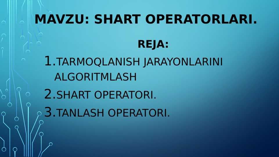 C# da Shart operatorlari.
