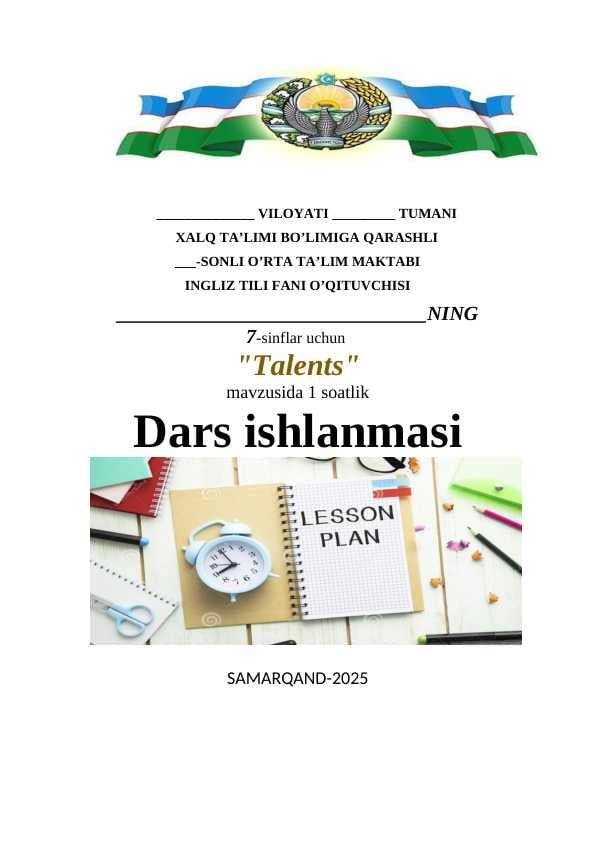 Talents dars ishlanma ingliz tilida