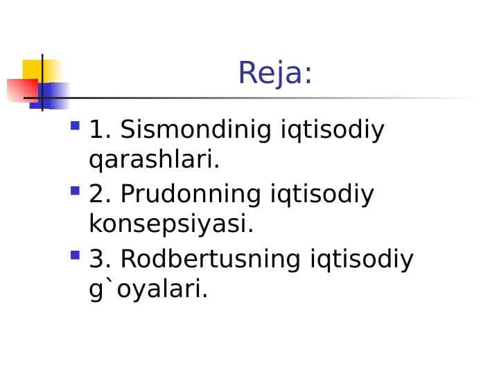 S.Sismondining iqtisodiy qarashlari