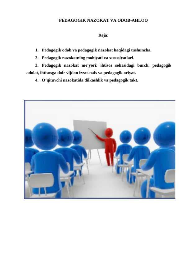 PEDAGOGIK NAZOKAT VA ODOB-AHLOQ