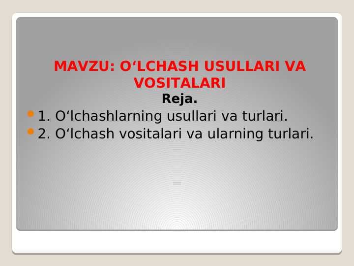 Oʻlchash usullari