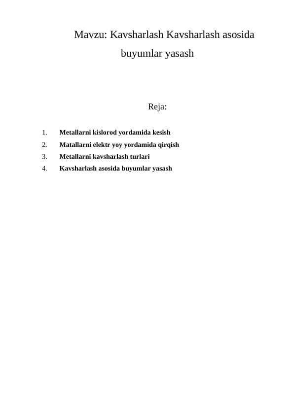Kavsharlash Kavsharlash asosida buyumlar yasash