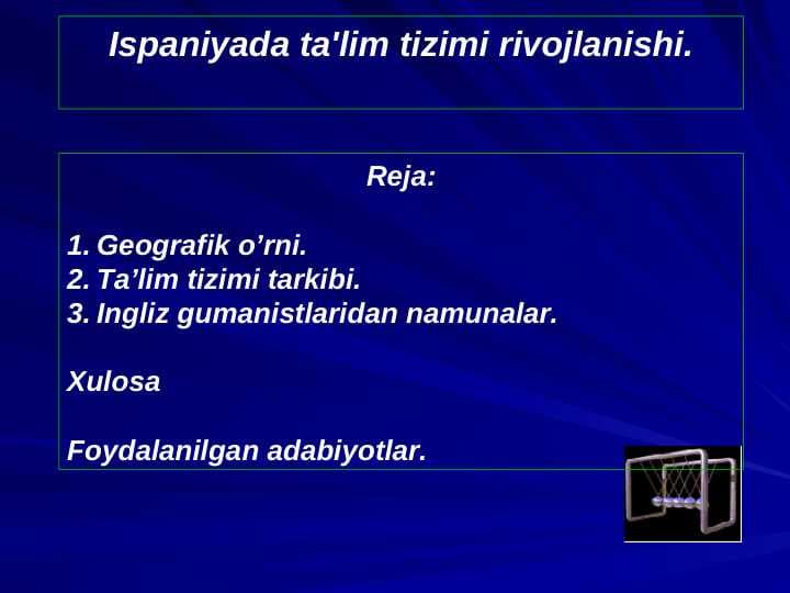Ispaniyada ta'lim tizimi rivojlanishi.