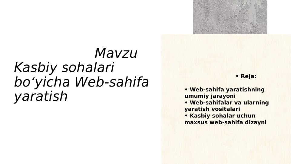 Kasbiy sohalari boʻyicha Web-sahifa yaratish 10.pptx