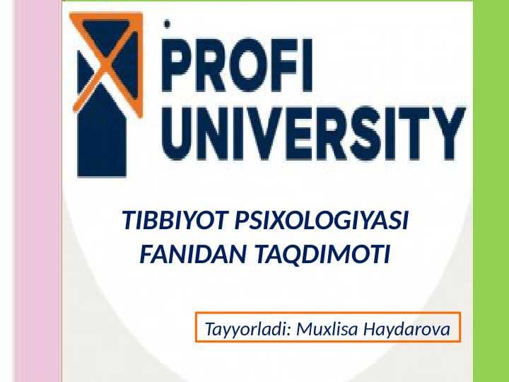 TIBBIYOT PSIXOLOGIYASI