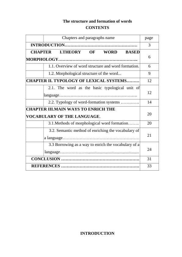 The structure and formation of words