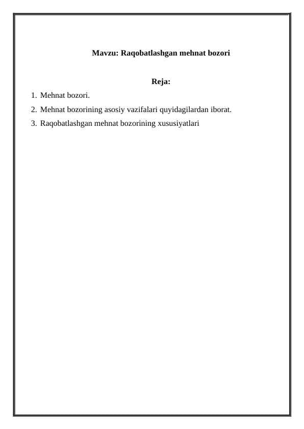 Raqobatlashgan mehnat bozori