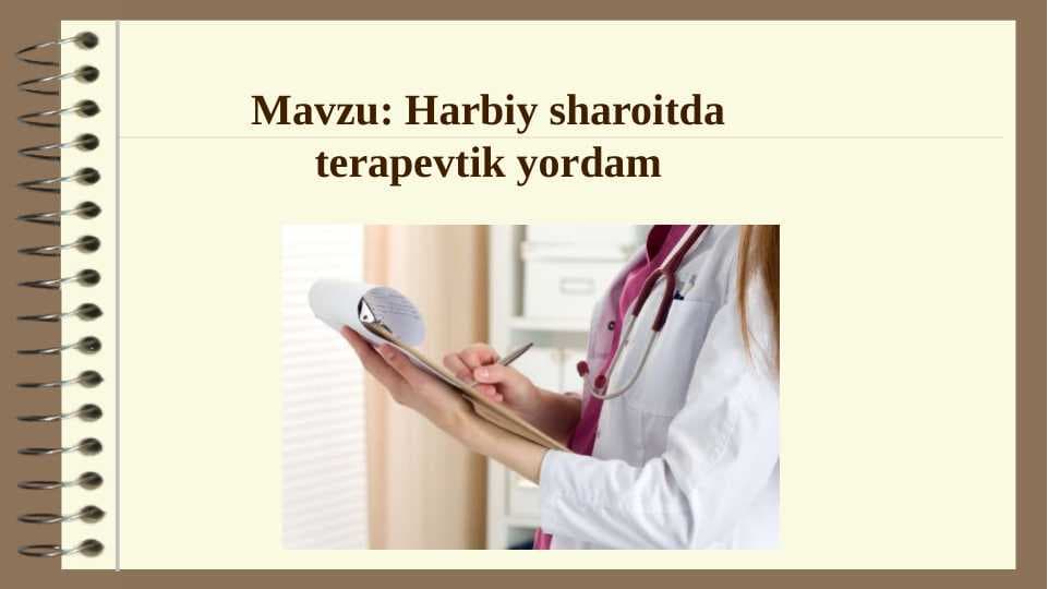 Harbiy sharoitda terapevtik yordam