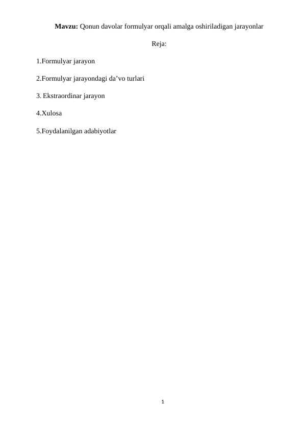 Qonun davolar formulyar orqali amalga oshiriladigan jarayonlar
