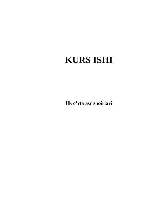 Ilk o’rtа аsr shoirlаri KURS ISHI
