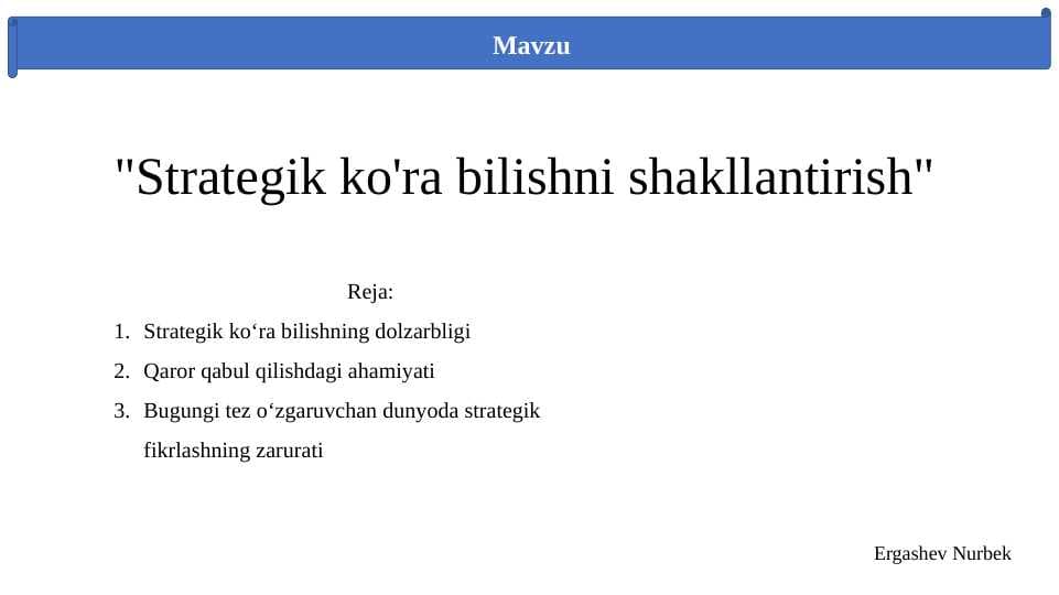 Strategik ko'ra bilishni shakllantirish
