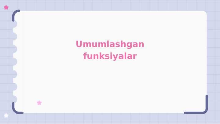 Umumlashgan funksiyalar