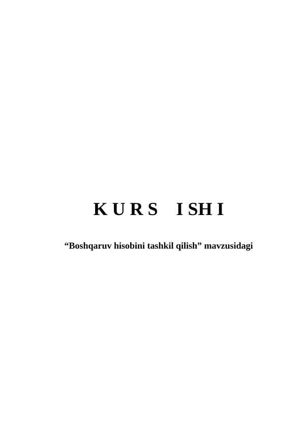 Boshqaruv hisobini tashkil qilish
