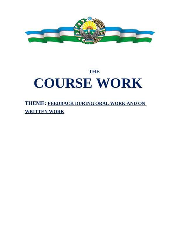 FEEDBACK DURING ORAL WORK AND ON WRITTEN WORK