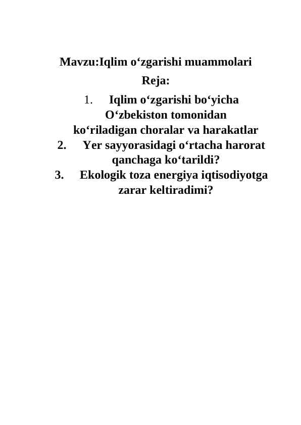 Iqlim oʻzgarishi muammolari