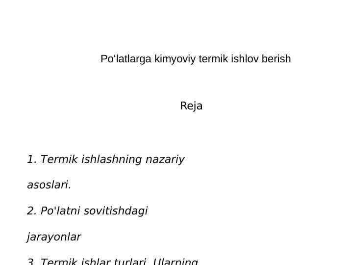 Po'latlarga kimyoviy termik ishlov berish