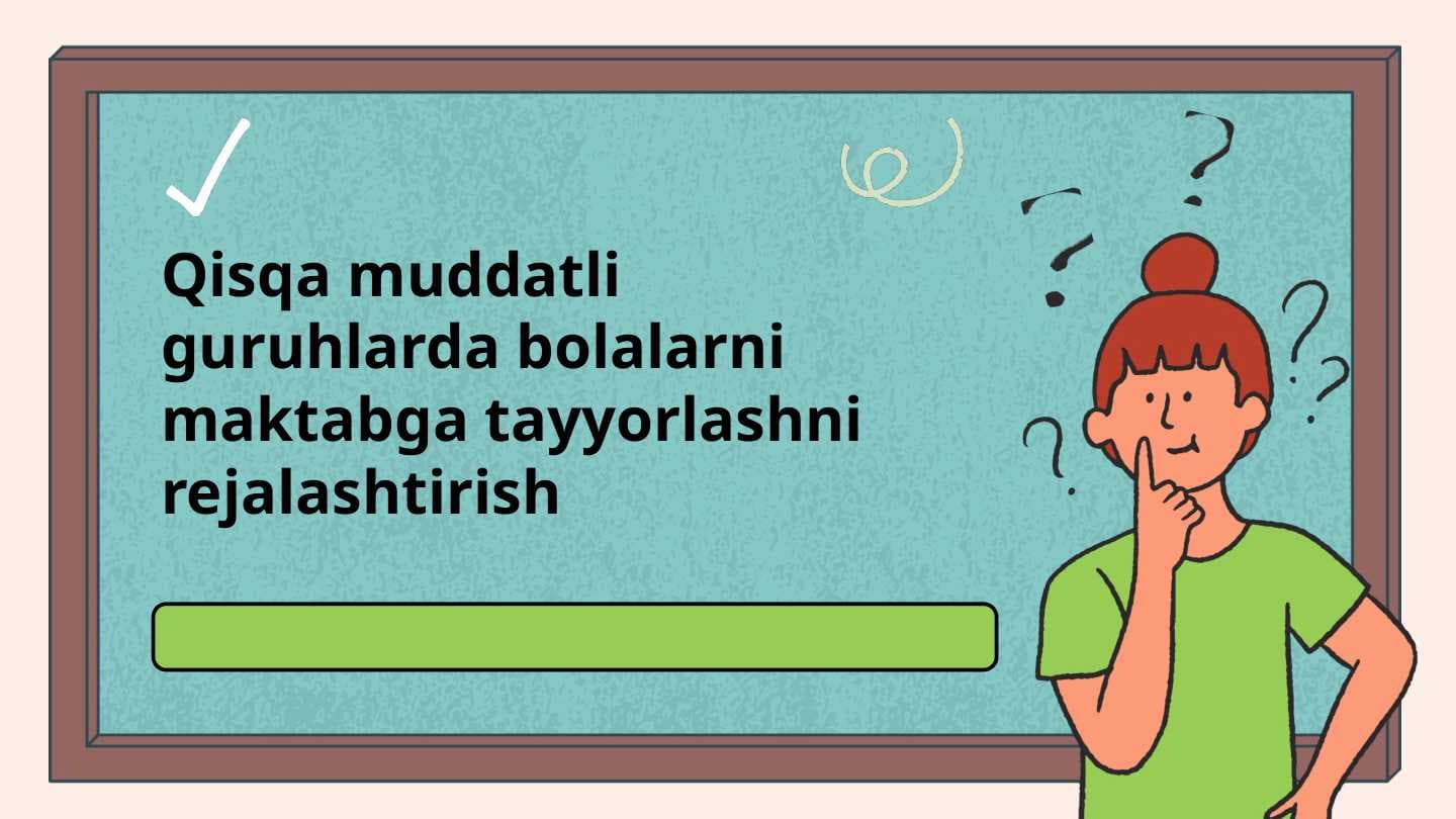 Qisqa muddatli guruhlarda bolalarni maktabga tayyorlashni rejalashtirish