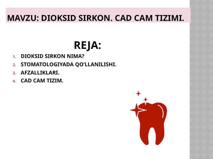 Dioksid sirkon . Cad cam tizimi