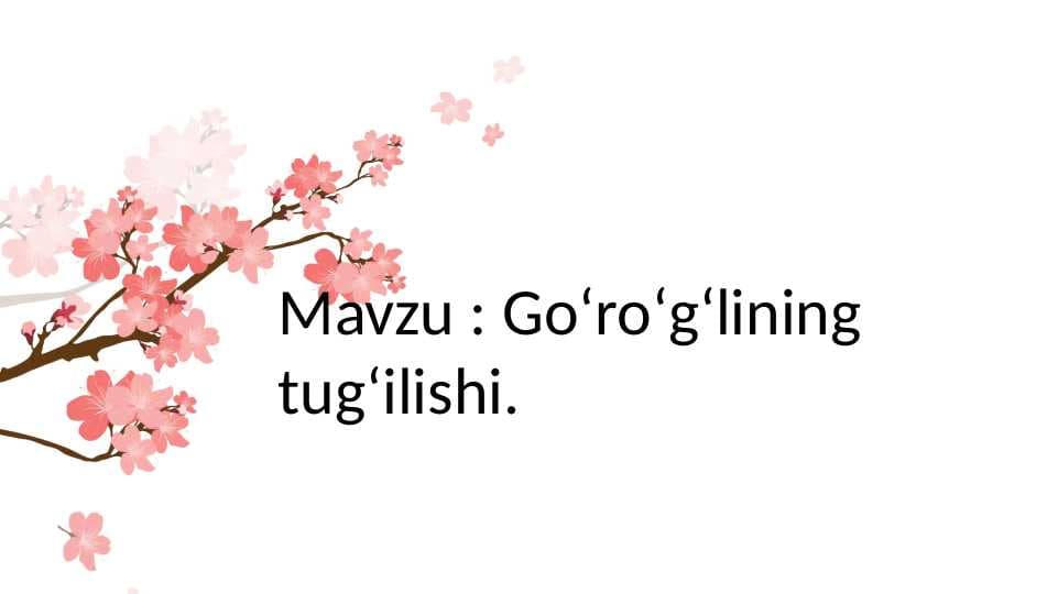 Go'ro'g'lining tu'g'ilishi.Adabiyot