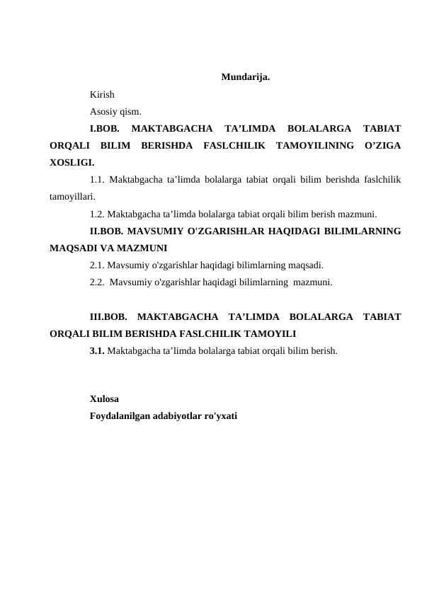 YIL FASLLARIGA UMUMIY TAVSIFNOMA