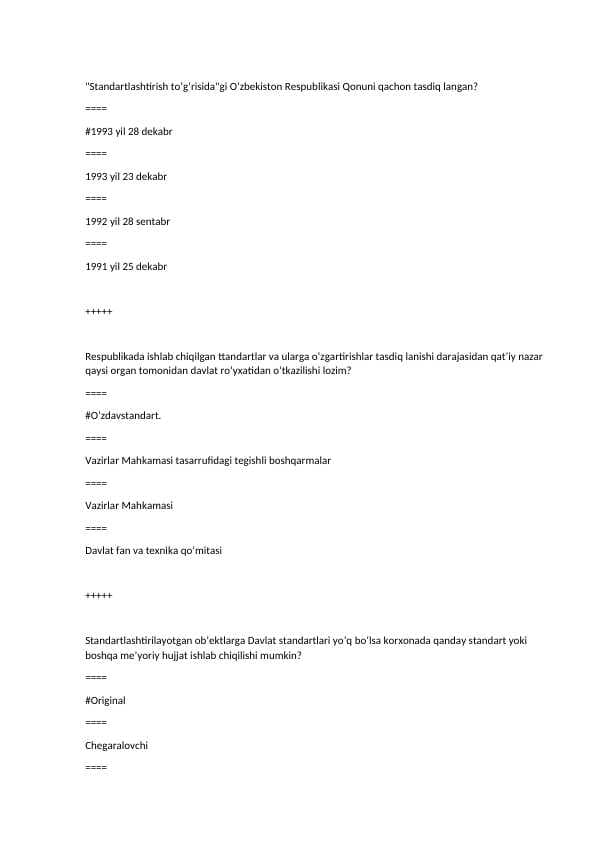 METROLOGIYA  fanidan test