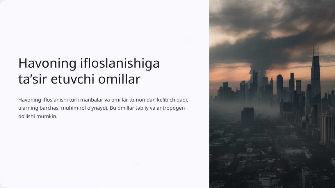 Havoning ifloslanishiga tasir etuvchi omillar