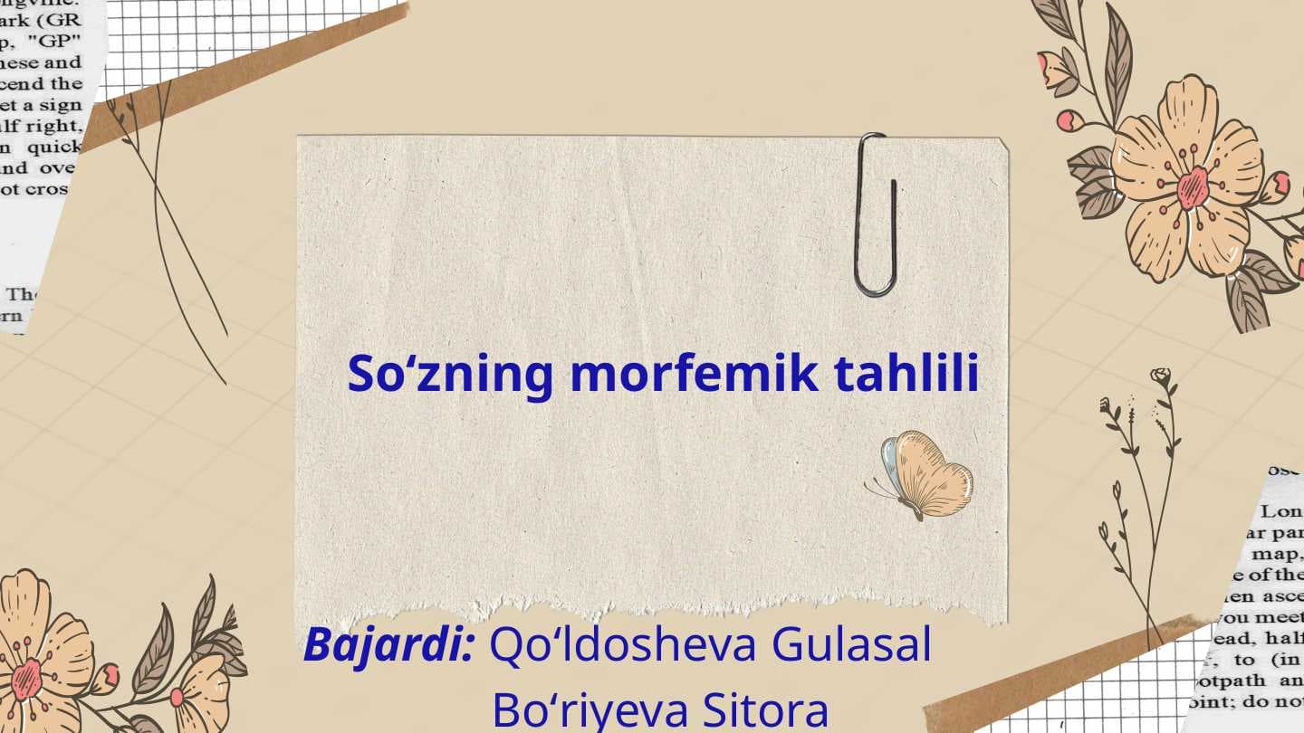 Soʻzning morfemik tahlili
